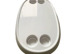 Custom vacuum formed ABS/ASA yacht tablet on marine interior table.