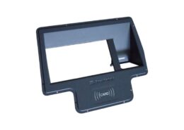 Close-up detail of a custom black vacuum formed ABS housing for electronics, showcasing its smooth surface finish and uniform wall thickness.